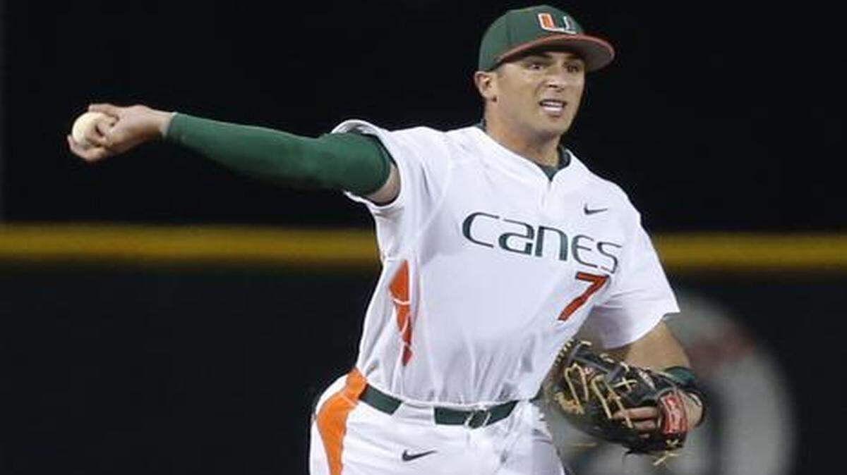 
George Iskenderian, shown in a game earlier this season, drove in the winning run as the Canes defeated Florida Atlantic. 
