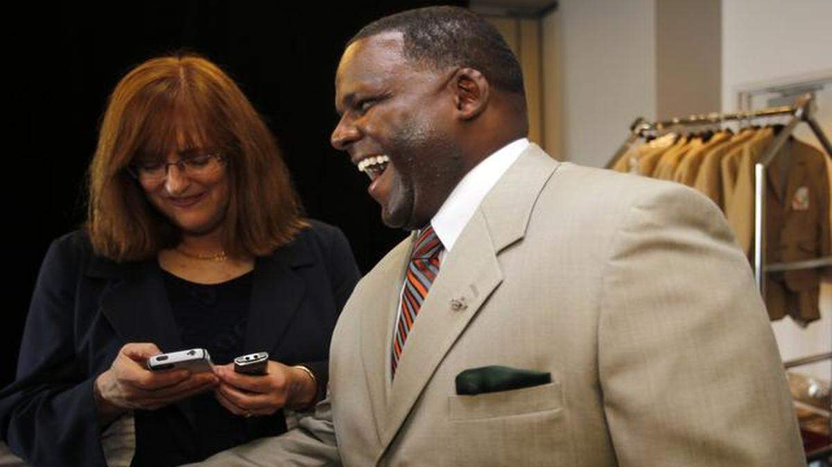 
Pedro Taylor smiles with pride during Thursday night’s UM Sports Hall of Fame induction. The class included his son Sean, who died in 2007 at age 24 after being shot by an intruder in his home.

