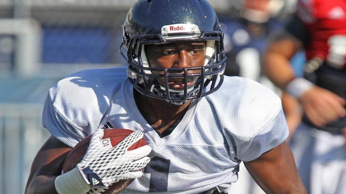 
FIU sophomore running back Alex Gardner is shown at practice Monday, Aug. 10, 2015.
