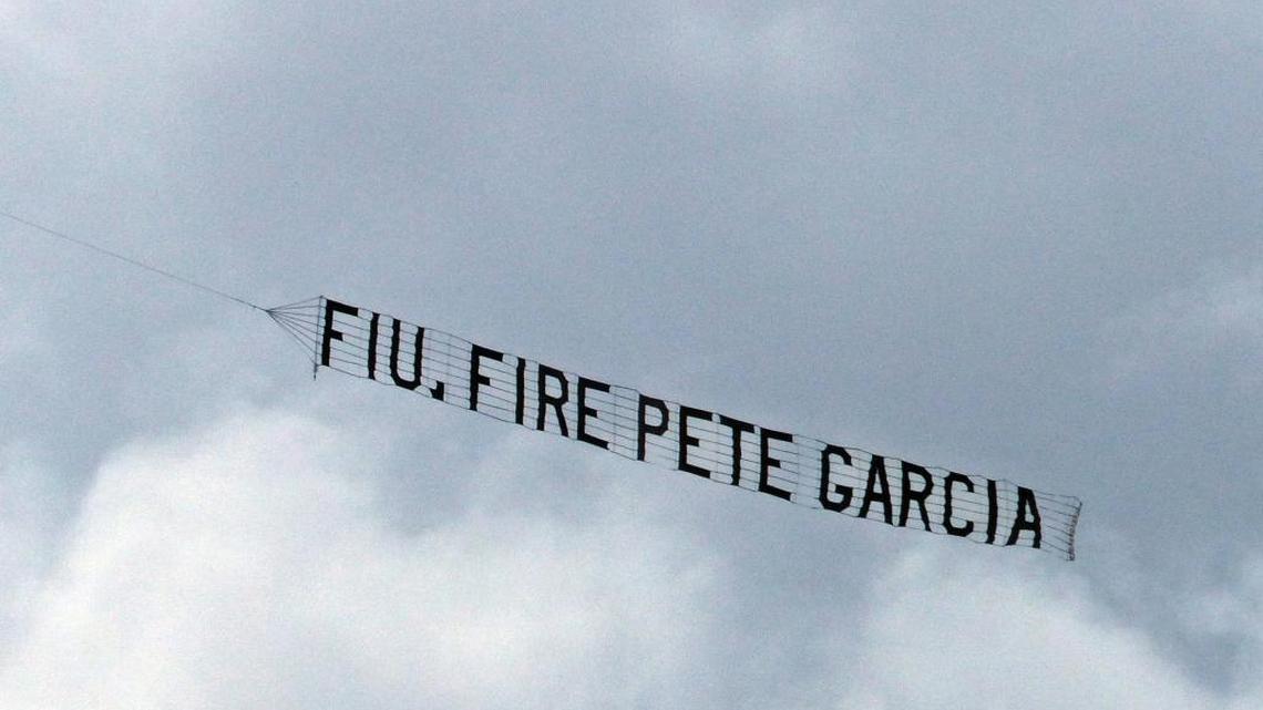 A banner plane flies above FIU on Wednesday.