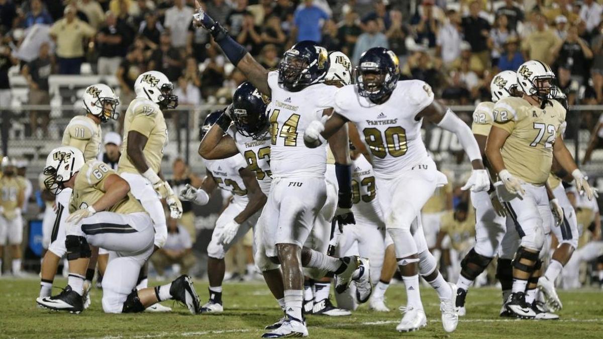 
FIU Panthers senior defensive tackle Darrian Dyson (44) is ‘a force in there… he’s really tough to block,’ coach Ron Turner said. 
