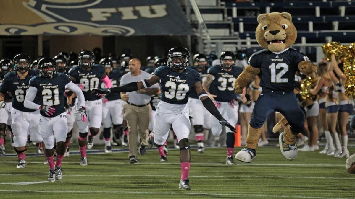 
The Panthers rush the field as Florida International University hosts the University of Alabama Birmingham at FIU Stadium on Saturday, October 12, 2013.
