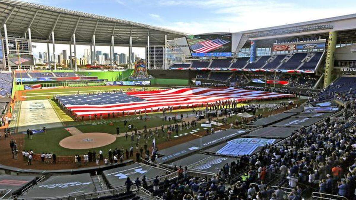 Shifting dimensions:  Marlins Park was able to host a football game by putting te end zones in foul territory outside the third base line and near the right field fence.