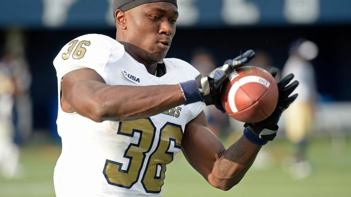 Florida International University cornerback Brad Muhammad runs through drills as the FIU Golden Panthers held their annual spring game in April 2015 at FIU Stadium in West Miami-Dade.