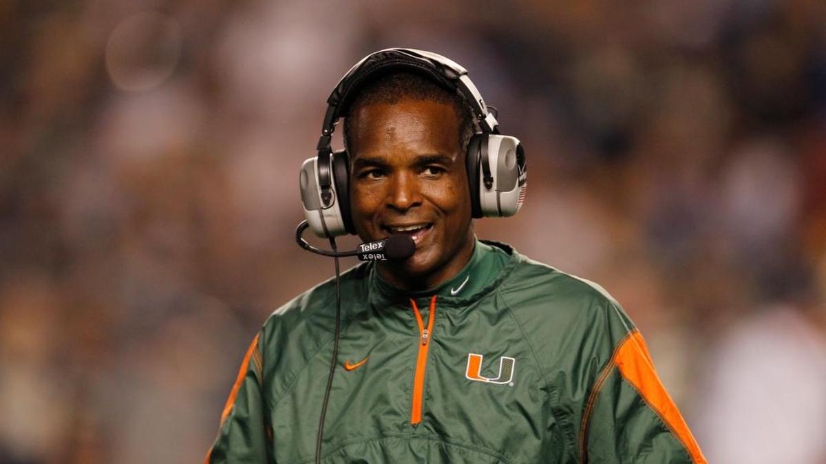 Miami Head Coach Randy Shannon is shown on the sidelines in this Sept. 23, 2010, file photo. Former Miami coach Randy Shannon was named Florida’s coach in the wake of Jim McElwain’s firing.