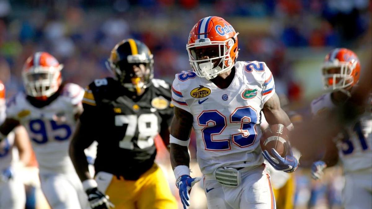 Gators defensive back Chauncey Gardner, a true freshman, 58 yards for a touchdown after intercepting Iowa quarterback C.J. Beathard in Monday’s Outback Bowl.