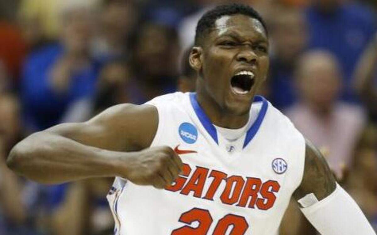 
Florida guard Michael Frazier II celebrates a basket against UCLA during a regional semifinal at the NCAA Tournament, Thursday, March 27, 2014, in Memphis. 
