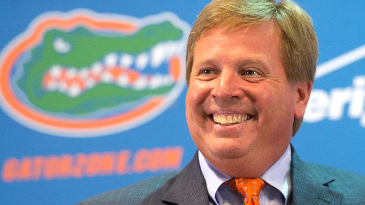 Florida NCAA college football coach Jim McElwain talks with the media at the teams media day in Gainesville, Fla., Wednesday, Aug. 5, 2015.