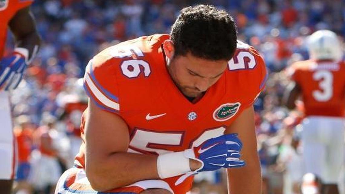 University of Florida football player Cristian Garcia (56) from Miami helped stop a man early Thursday morning who police say was reportedly attempting to rape 19-year-old woman behind a Gainesville bar.