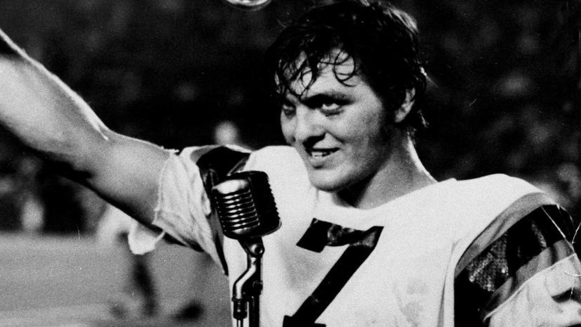 In this Nov. 29, 1971, file photo, Florida quarterback John Reaves waves the trophy he won for being named Most Valuable Player in the Florida-Miami football game in Miami. Former Florida and NFL quarterback John Reaves, who finished his college career as the NCAAâs all-time leading passer and later struggled with drug and alcohol issues, has died. He was 67. Reaves was found dead at his home Tuesday, Aug. 1, 2017, according to the Hillsborough County Medical Examiner's Office. The cause of death is being investigated, the office said.