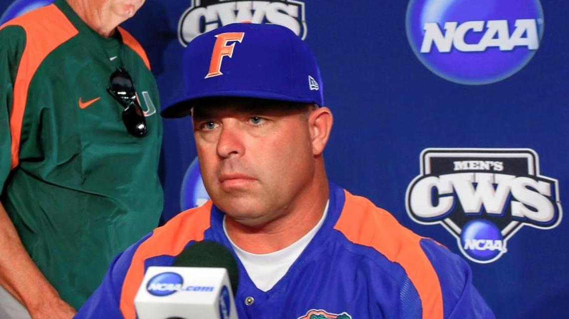 Closer Michael Byrne is leading the Gators in ERA over a significant sample size and coach Kevin O’Sullivan, above, is happy to have him.