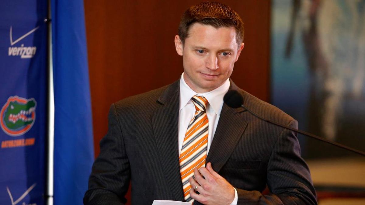 
New University of Florida NCAA college basketball head coach Mike White prepares to speak at his introductory press conference in Gainesville, Fla., Monday, May 11, 2015.
