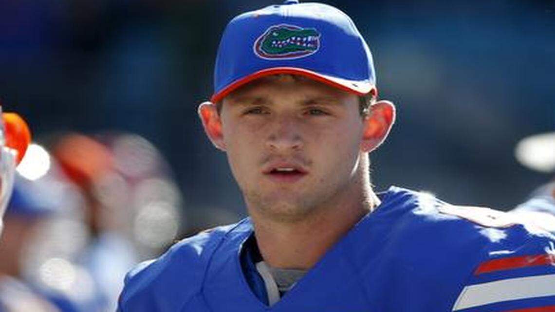 
Florida quarterback Jeff Driskel walks on the sideline during a game against Georgia in Jacksonville, Fla., Saturday, Nov. 1, 2014.
