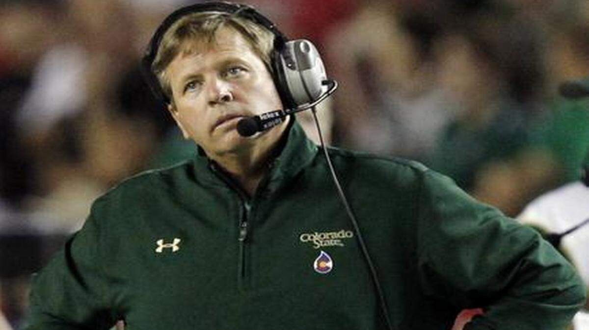 
Colorado State coach Jim McElwain watches a replay during a game against Alabama on Sept. 21, 2013. 
