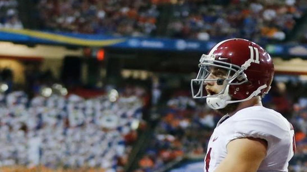 Alabama wide receiver Gehrig Dieter (11) runs into the end zone for a touchdown against Florida during the first half of the Southeastern Conference championship NCAA college football game, Saturday, Dec. 3, 2016, in Atlanta.