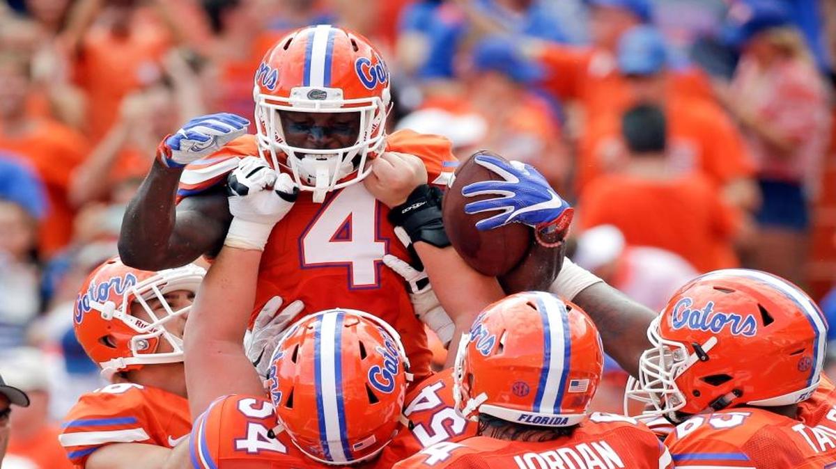 With star Antonio Callaway suspended for the season opener, other receivers such as Deerfield Beach graduate Brandon Powell (4) will have to step up for Florida.