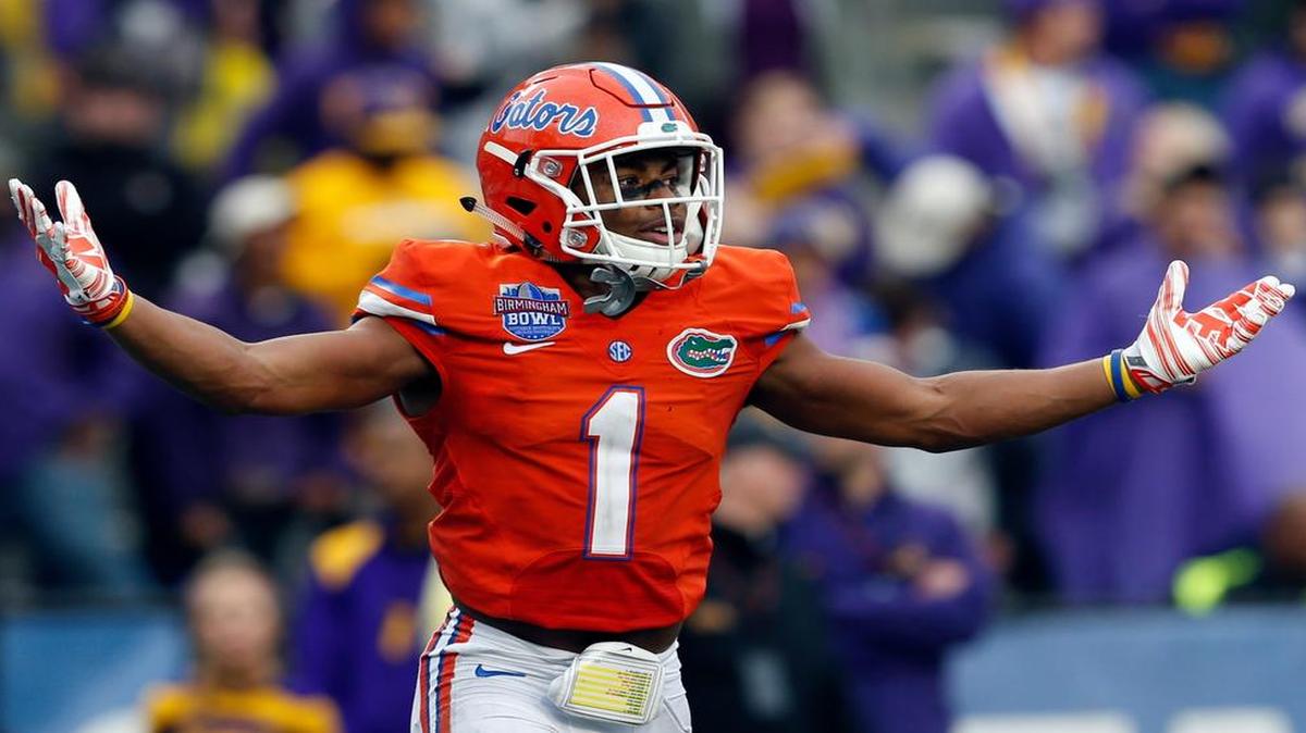 
Florida defensive back Vernon Hargreaves celebrates after he intercepted a pass to secure a 28-20 win over East Carolina in the Birmingham Bowl on Saturday, Jan. 3, 2015, in Birmingham, Ala.
