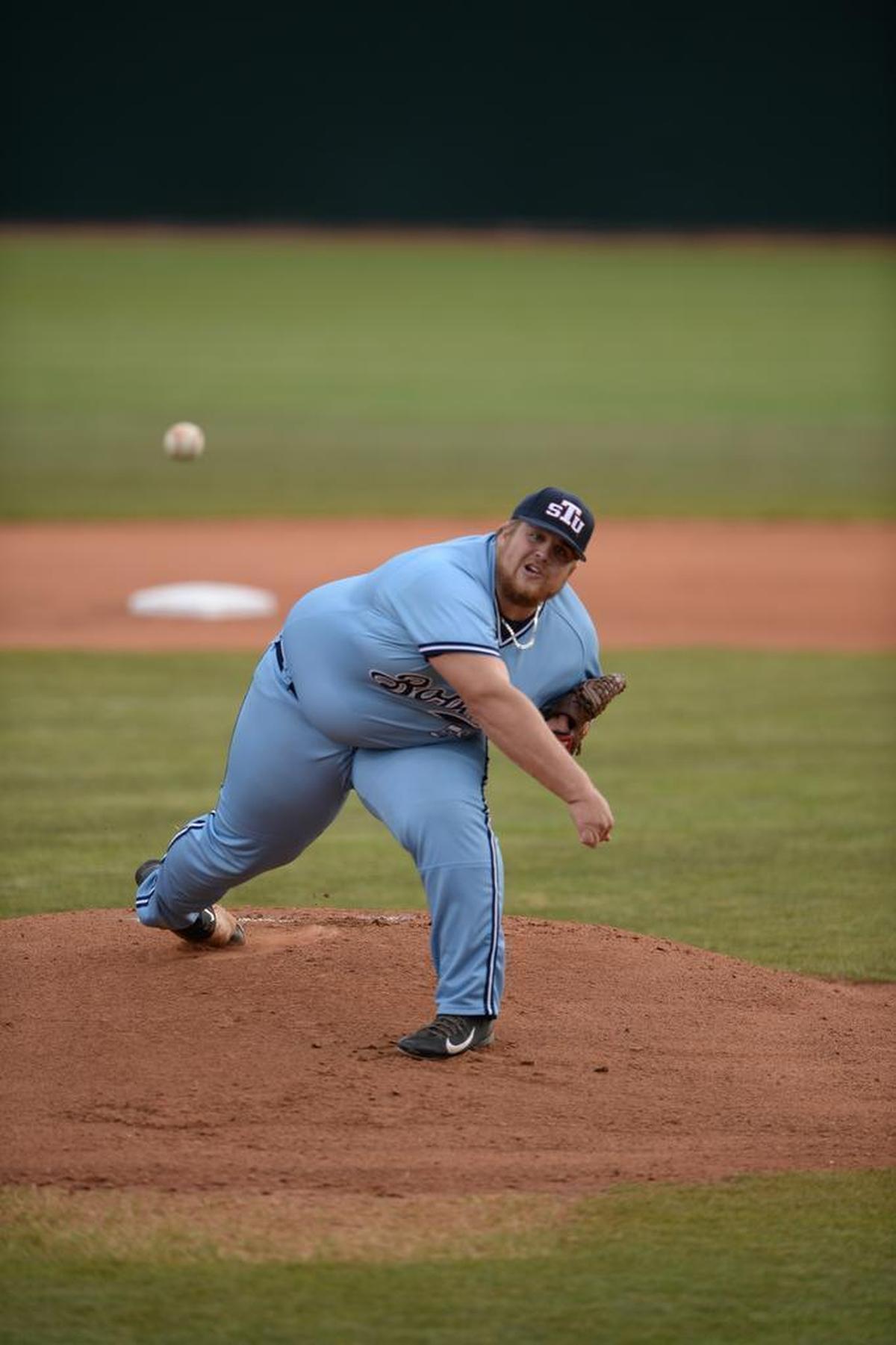 St. Thomas pitcher Ben Ancheff, listed at 6-2 and 320 pounds, has taken the Internet by storm. Said Ancheff: ‘I know I look like a lineman out there. But I run, swim, bike and lift. I do everything other pitchers do and more.’