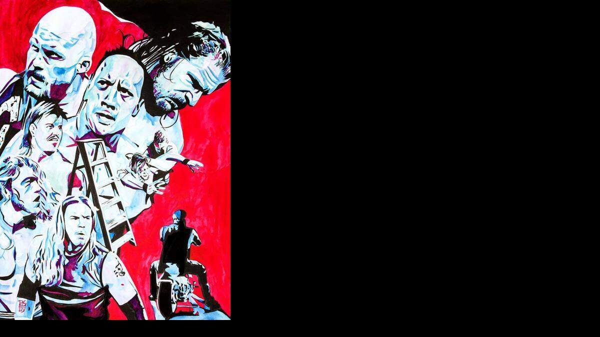 
Inspired by WrestleMania 17, artist Rob Schamberger painted this exceptional piece. See him paint live outside Axxess during WWE WrestleMania Week in Santa Clara, Calif.
