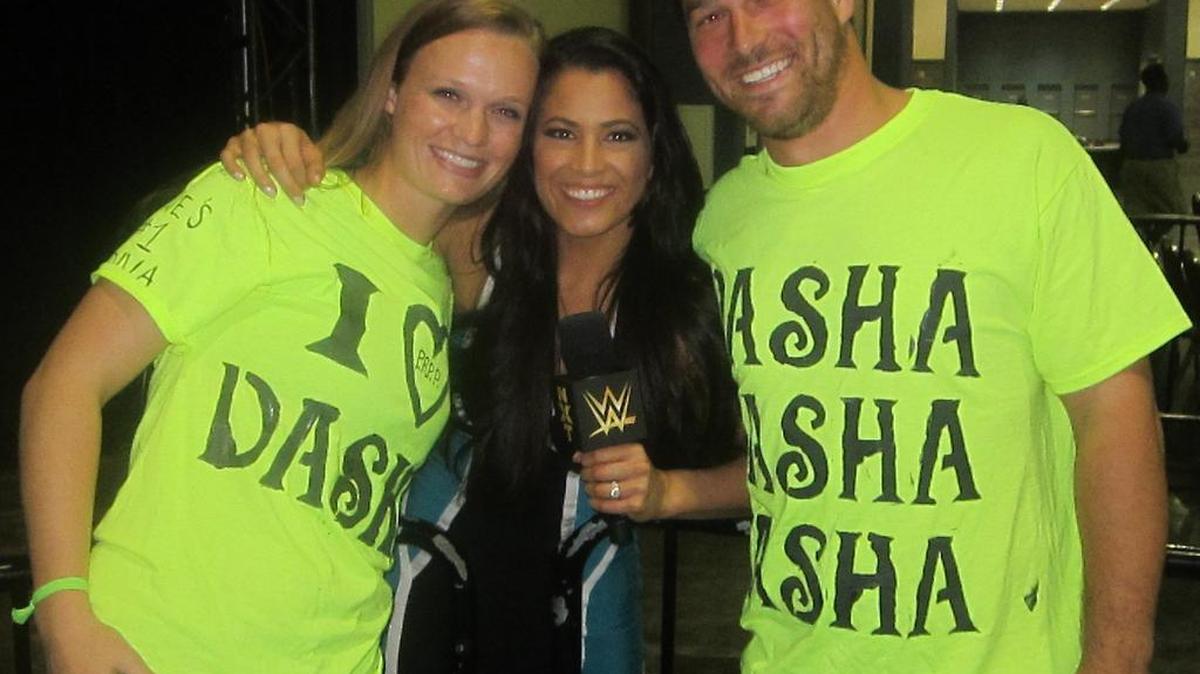 Gwen and Rick Healy of West Palm Beach are the No.1 fans of WWE NXT ring announcer/interviewer Dasha Fuentes. They showed their support during the NXT show on Friday, March 18 at the Palm Beach County Convention Center. Afterward, an appreciative Dasha posed for a photo with them.