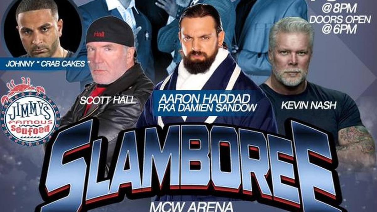 Kevin Nash, Scott Hall and Damian Sandow will be at MCW on Friday, June 10 at the MCW Arena, 1000 Joppa Farm Rd. in Joppa, Md. when Jimmy's Famous Seafood presents “Jimmy's Seafood Slamboree 2016.”