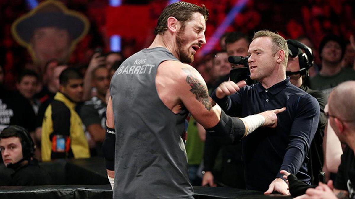 Manchester United captain Wayne Rooney shows WWE’s King Barrett what will happen when you disrespect him. The confrontation occurred during Raw on Monday, Nov. 9 on the USA Network from Manchester, England.