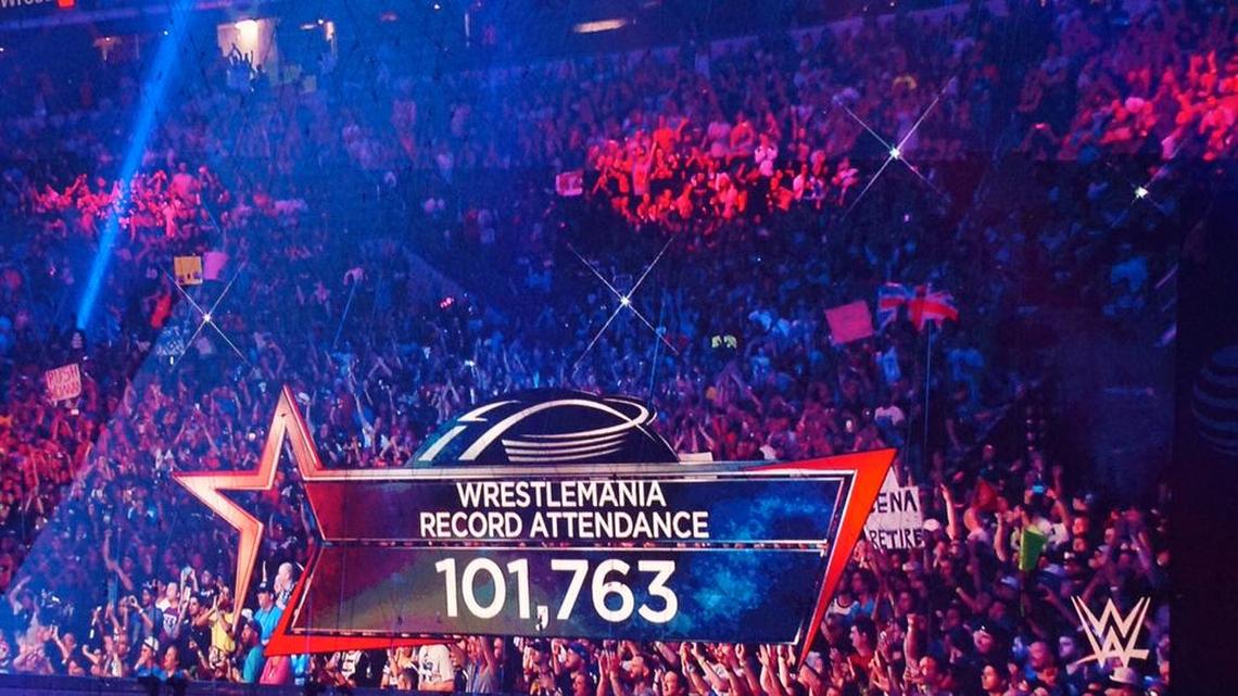 WWE WrestleMania 32 at AT&T Stadium in Arlington, Texas drew 101,763 fans, a WrestleMania record, surpassing WrestleMania 3 with 93,000-plus for Hulk vs. Andre in 1987 at the Pontiac Silverdome near Detroit.