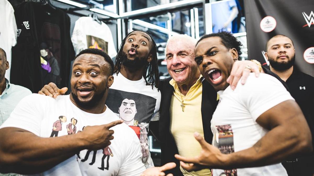 A special event at Foot Locker at the Florida Mall in Orlando on Saturday, April 1 promoted the release of WWE’s latest Puma apparel line with Foot Locker. Newly designed T-shirts and sneakers of legendary wrestlers (like Ric Flair) were on display for purchase. At the event -- during WrestleMania Week -- fans met Flair, Peter Rosenberg and The New Day (Big E, Kofi Kingston, Dr. Xavier Woods).