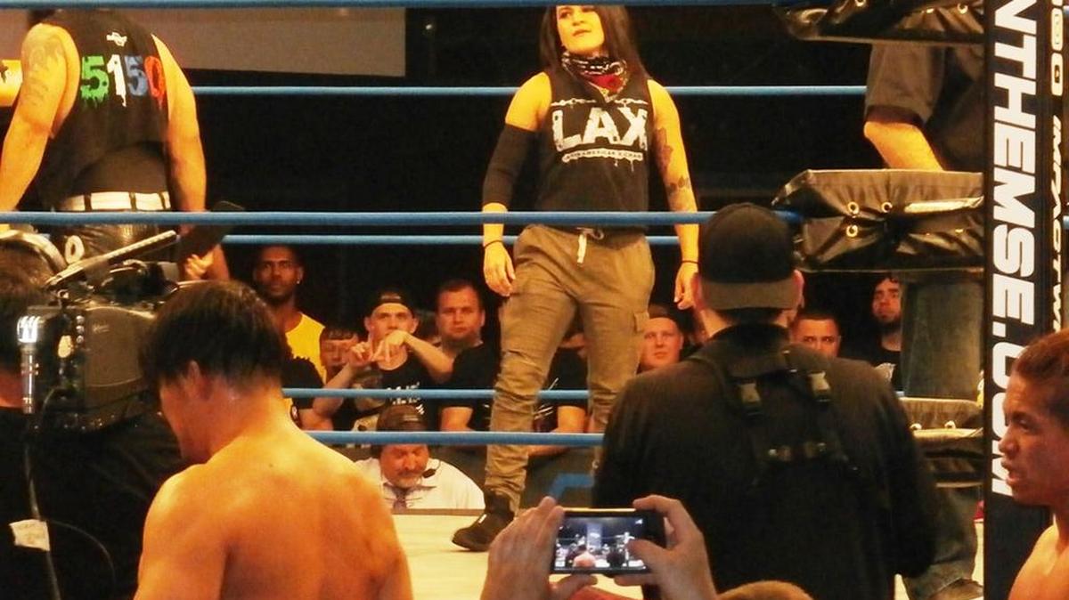 Miami’s own Diamante (also known as Angel Rose) is a stellar addition to GFW/Impact Wrestling tag team champs LAX with Ortiz, Santana, Homicide and Konnan. In a historic four-way battle, LAX successfully defended the belts against tandems from AAA, NOAH and The Crash during the Slammiversary XV pay-per-view on Sunday, July 2 in the Impact Zone at Universal Studios Florida in Orlando.