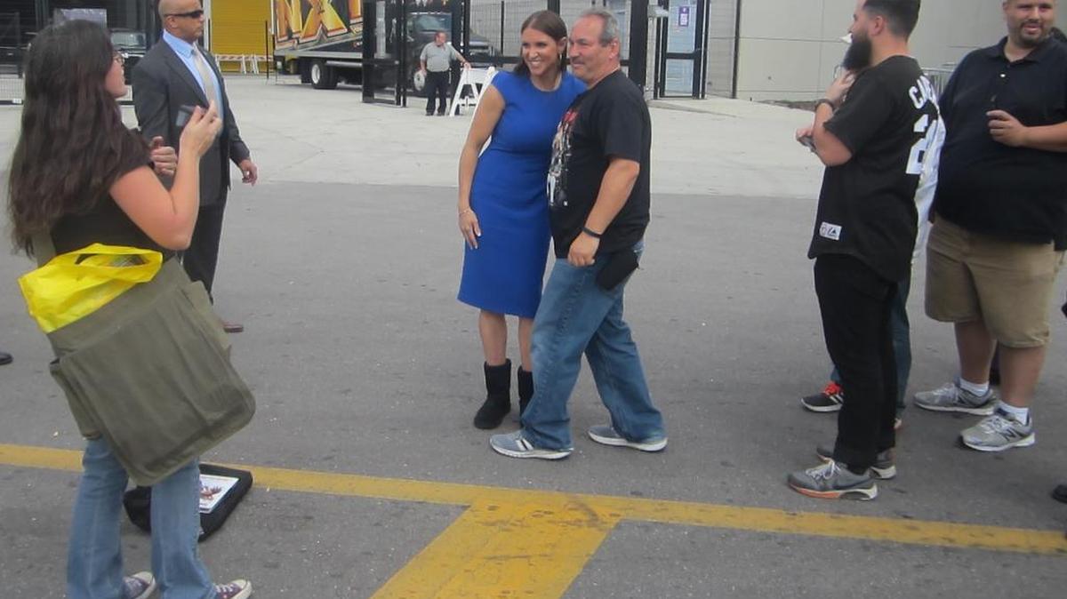 WWE Chief Brand Officer Stephanie McMahon ‘put smiles on faces’ as she took time to sign autographs and pose for photos with fans waiting near the parking lot outside the new and improved Citrus Bowl in Orlando. The Citrus Bowl was introduced as host facility for WrestleMania 33 during a press conference inside the beautiful stadium on Tuesday, March 8. WrestleMania 33 is Sunday, April 2, 2017.