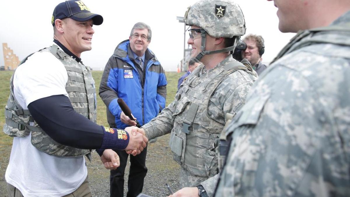 WWE Superstar John Cena visits with U.S. troops during WWE’s Tribute to the Troops, broadcast . WWE is very supportive of the U.S. armed forces including doing a special annual holiday show for the troops at one of the military bases. This year’s event emanates from (Florida) Jacksonville Veterans Memorial Arena, and WWE welcomes military personnel and their families stationed at the Jacksonville Naval Air Station, Naval Station Mayport and Kings Bay Naval Submarine Base.