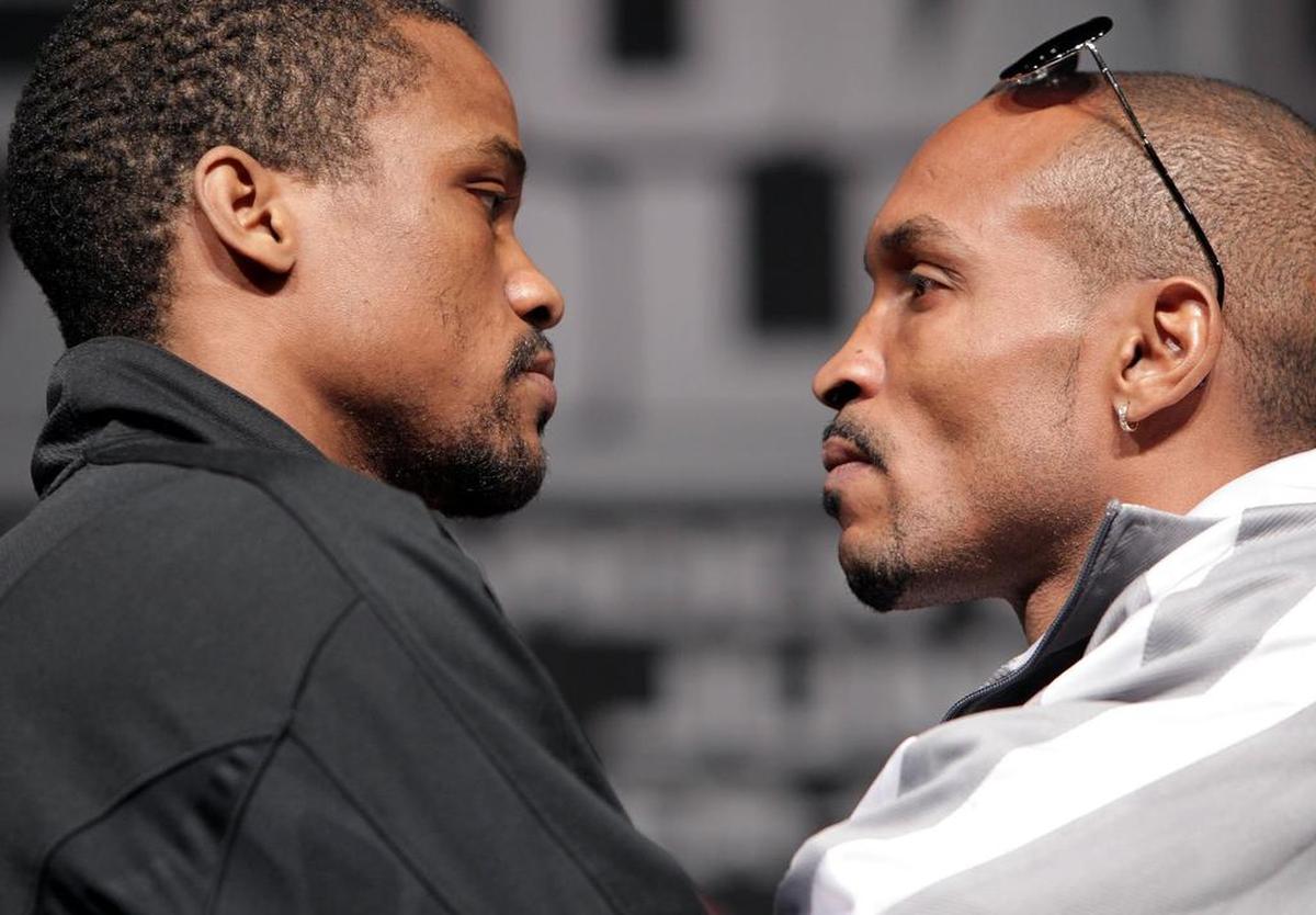 Miami’s Randall Bailey, right, knocked out Gundrick King in two rounds June 20 in Riverdale, Georgia.
