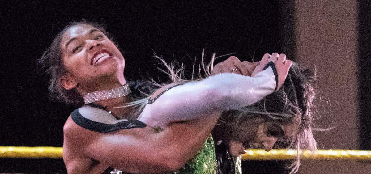 Bianca Belair (left) against Taynara Conti at WWE NXT in Miami. NXT will be in Fort Pierce on Friday, Dec. 7.