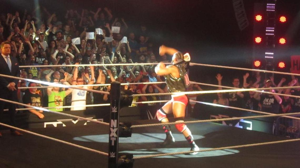 The crowd erupts with chants of “10” as The Perfect Tye Dillinger enters the ring during NXT TakeOver: The End on Wednesday, June 8 live on WWE Network from Full Sail Live at Full Sail University in Winter Park, near Orlando. Dillinger worked a very good match with the debuting Andrade ‘Cien’ Almas.