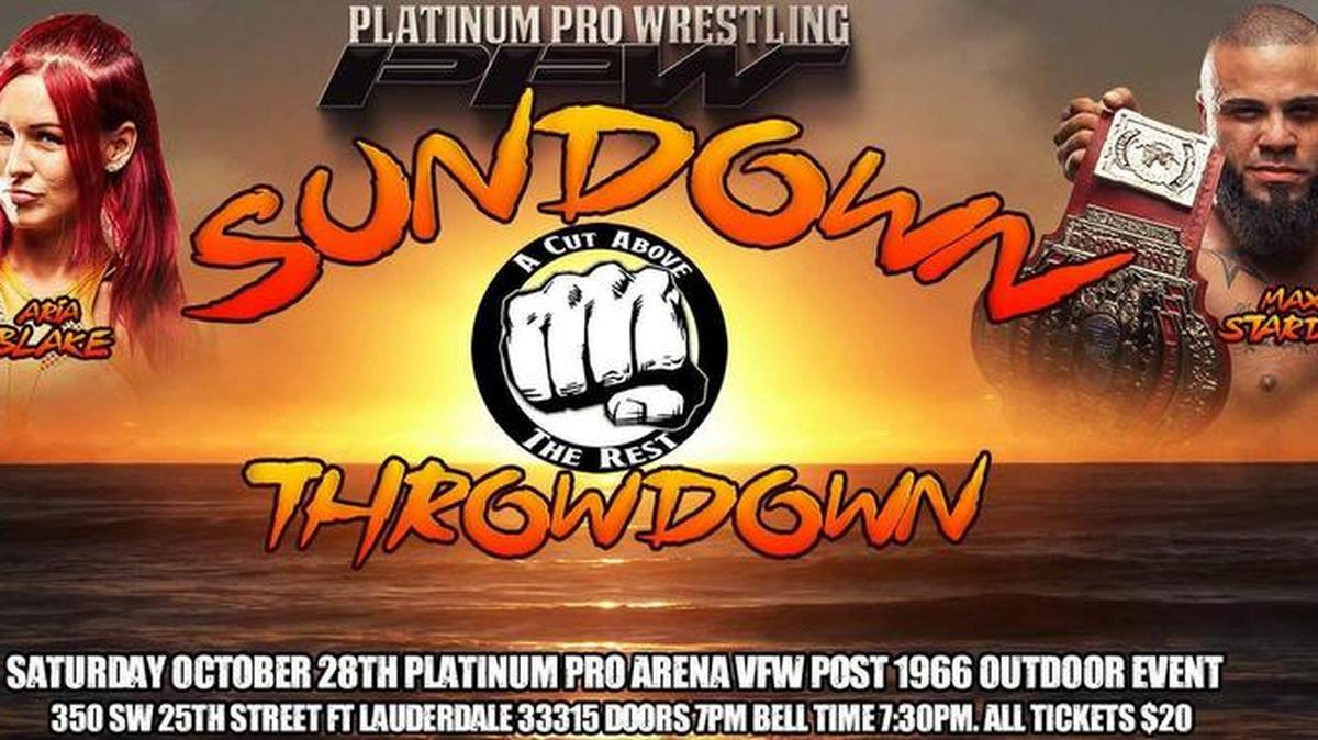 Platinum Pro Wrestling is Saturday, Oct. 28 at the Platinum Pro Arena at the VFW Post 1966, 350 SW 25th St., Fort Lauderdale.