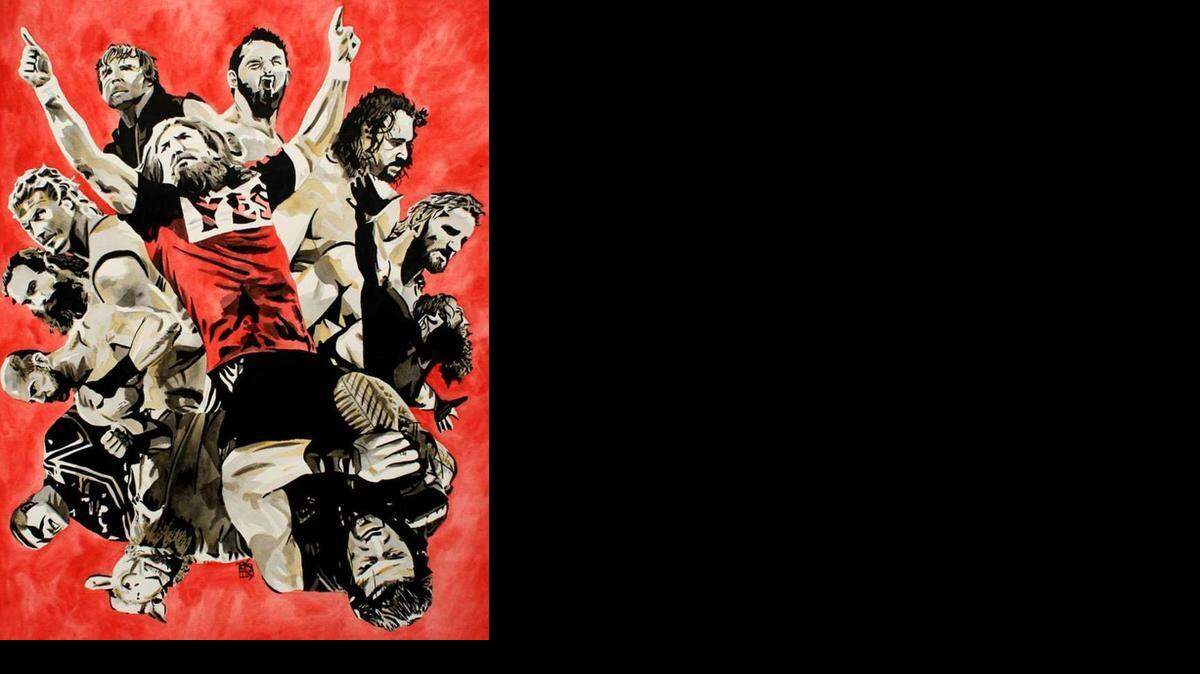 
Artist Rob Schamberger captures some of the superstars of WWE’s Royal Rumble on another canvas.
