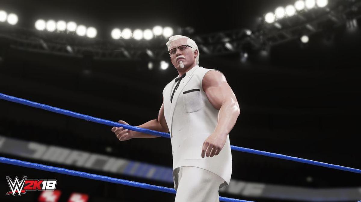 KFC’s Colonel Sanders is a playable character in the WWE 2K18 video game. WWE Hall of Famers Kurt Angle and Shawn Michaels and WWE Superstar Dolph Ziggler have portrayed Colonel Sanders on WWE programming.
