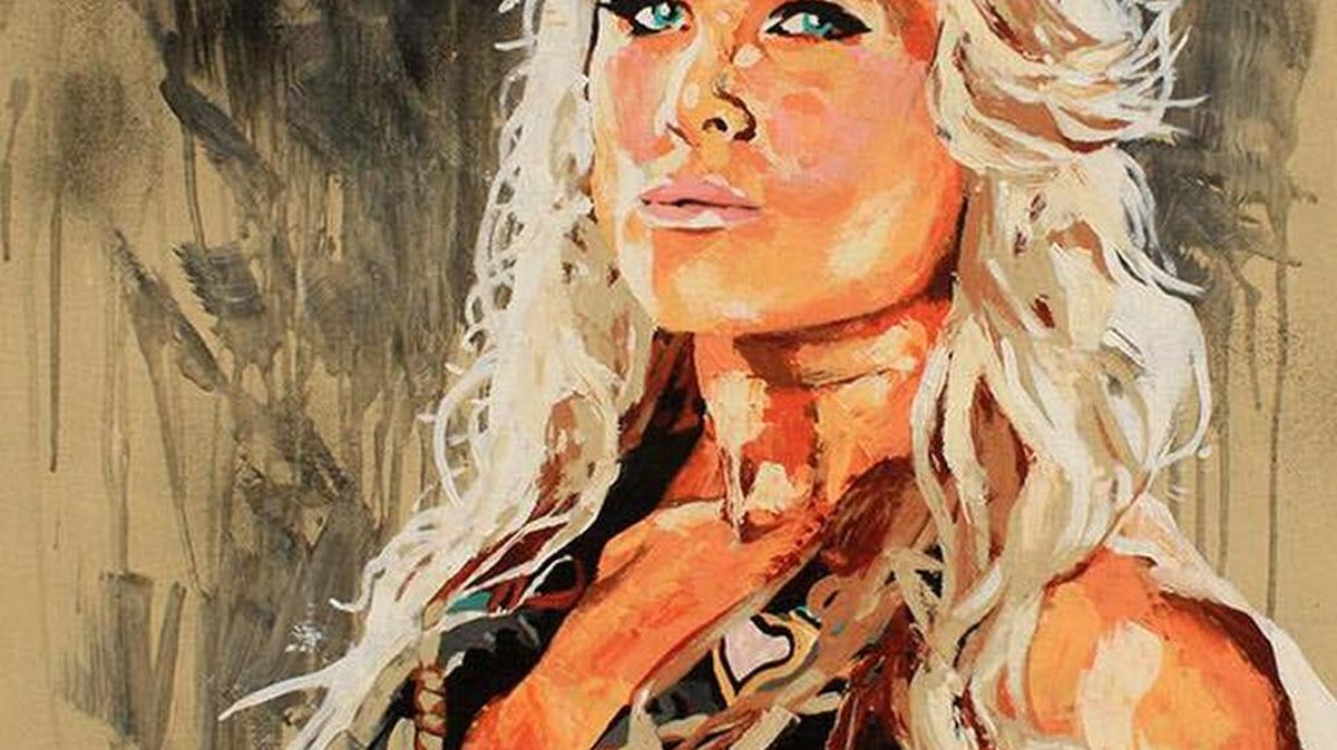 
Artist Rob Schamberger captures former WWE Diva The Glamazon Beth Phoenix on another canvas.
