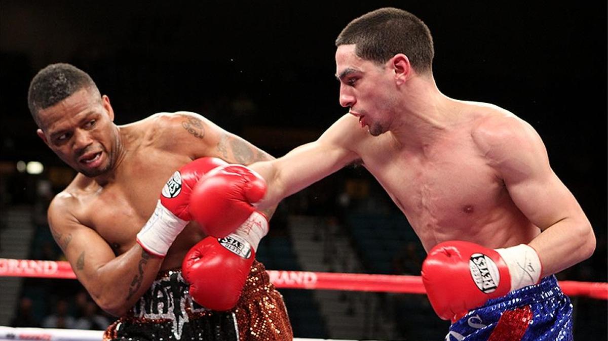 Undefeated rising junior welterweight star Danny Garcia, right, throws a right hand en route to a unanimous decision victory over former World Champion Nate Campbell on April 9, 2011 at the MGM Grand Garden Arena in Las Vegas, Nevada.