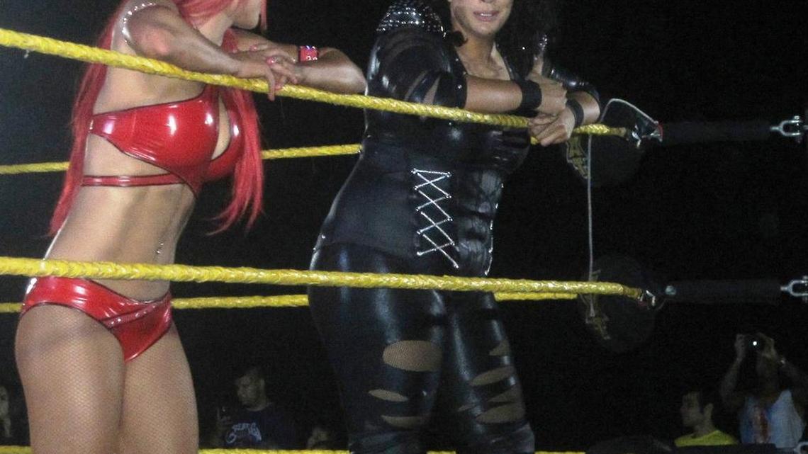 The Power Alliance (Eva Marie and Nia Jax) during a WWE NXT show at the Fieldhouse at the BankUnited Center at the University of Miami in Coral Gables. NXT returns to the Fieldhouse on Thursday, March 17.