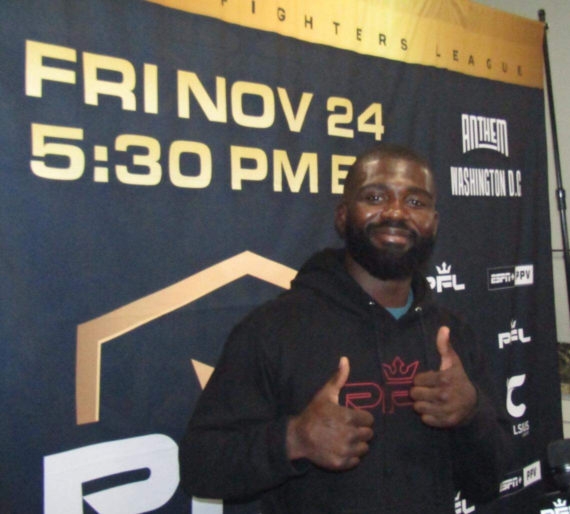 New PFL MMA light heavyweight champ Impa Kasanganay of Kill Cliff FC in (South Florida) Deerfield Beach.