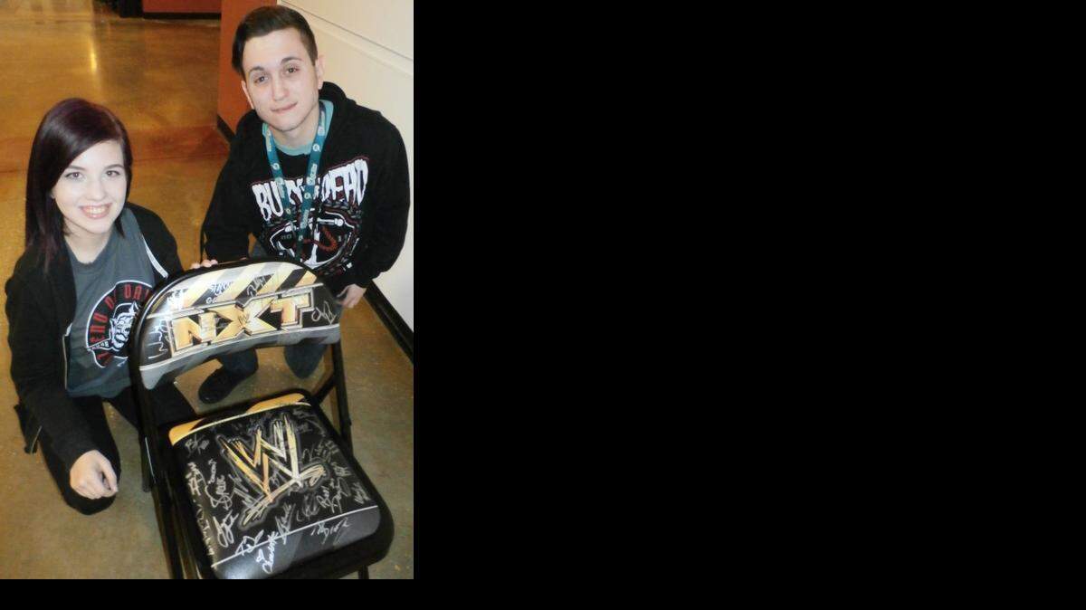 
Brianna Rogers of Port St. Lucie was the “Fan of the Night” for having the best tweet during the WWE NXT show on Friday, Feb. 13 at the Havert L. Fenn Center in Fort Pierce. Michael Buchino, another big-time WWE NXT fan from Port St. Lucie, attended the show with her. (CLICK ARROWS FOR MORE PHOTOS)
