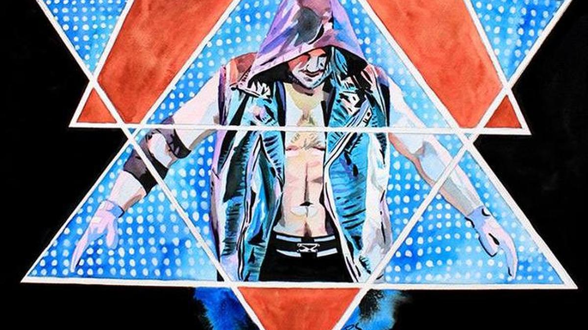 New WWE superstar AJ Styles hits the artist’s canvas via Rob Schamberger.