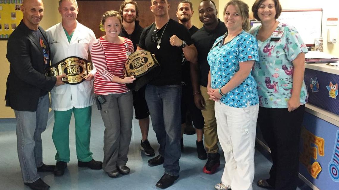 Ring of Honor stars Christopher Daniels, Chris Sabin, Frankie Kazarian, Alex Shelley and ACH met some of the staff while visiting the Jeff Gordon Children’s Hospital in Concord, N.C.