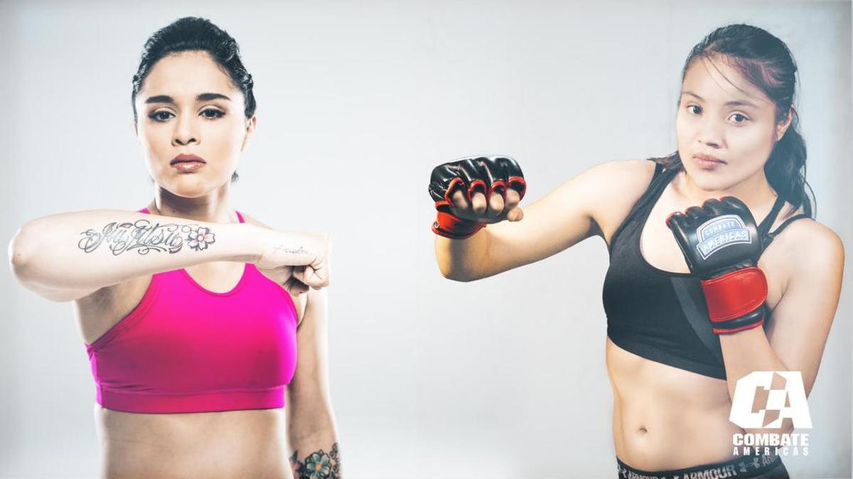 Pictured from left, Gloria Gloriosa Bravo (4-2) battles Melissa Super Melly Martinez (2-0) in the co-main event of the live Telemundo broadcast (11:35 p.m. ET/10:35 p.m. CT) of COPA COMBATE MMA on Saturday, Nov. 11 from Cancun, Mexico.