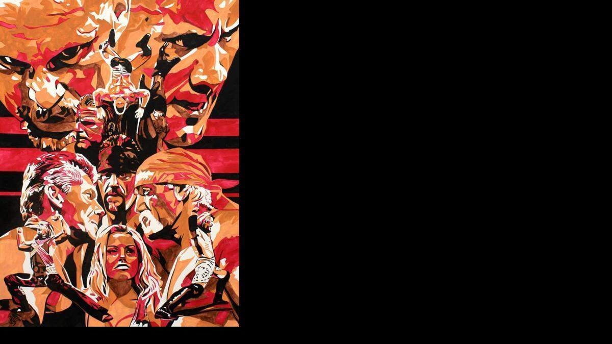 
Artist Rob Schamberger captures WWE WrestleMania XIX on another canvas. 
