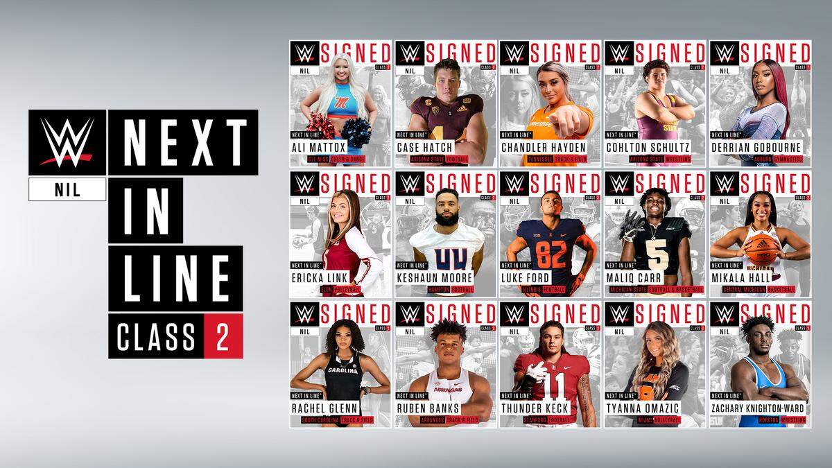 WWE unveiled 15 college athletes (including one from the University of Miami) who will join the company’s NIL (Name, Image & Likeness) program – “Next In Line.” This is the second class under WWE’s “Next In Line” banner.