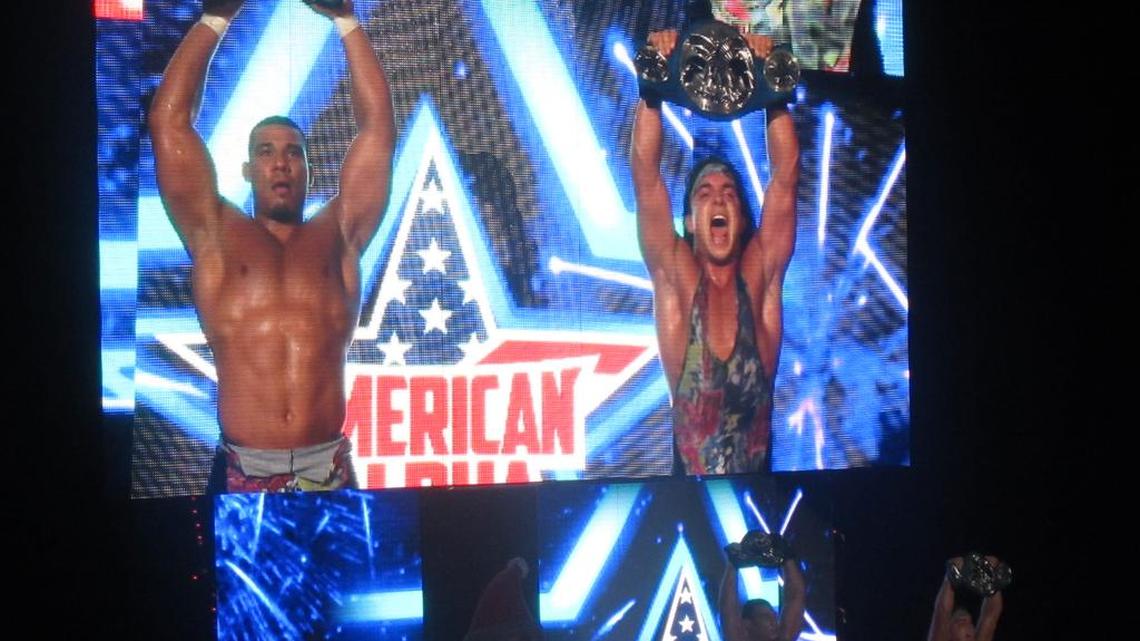 American Alpha (Jason Jordan and Chad Gable) at a WWE SmackDown house show (no TV) at the AmericanAirlines Arena in Miami. WWE SmackDown will be at the BB&T Center on Friday, June 9 in Sunrise, near Fort Lauderdale.