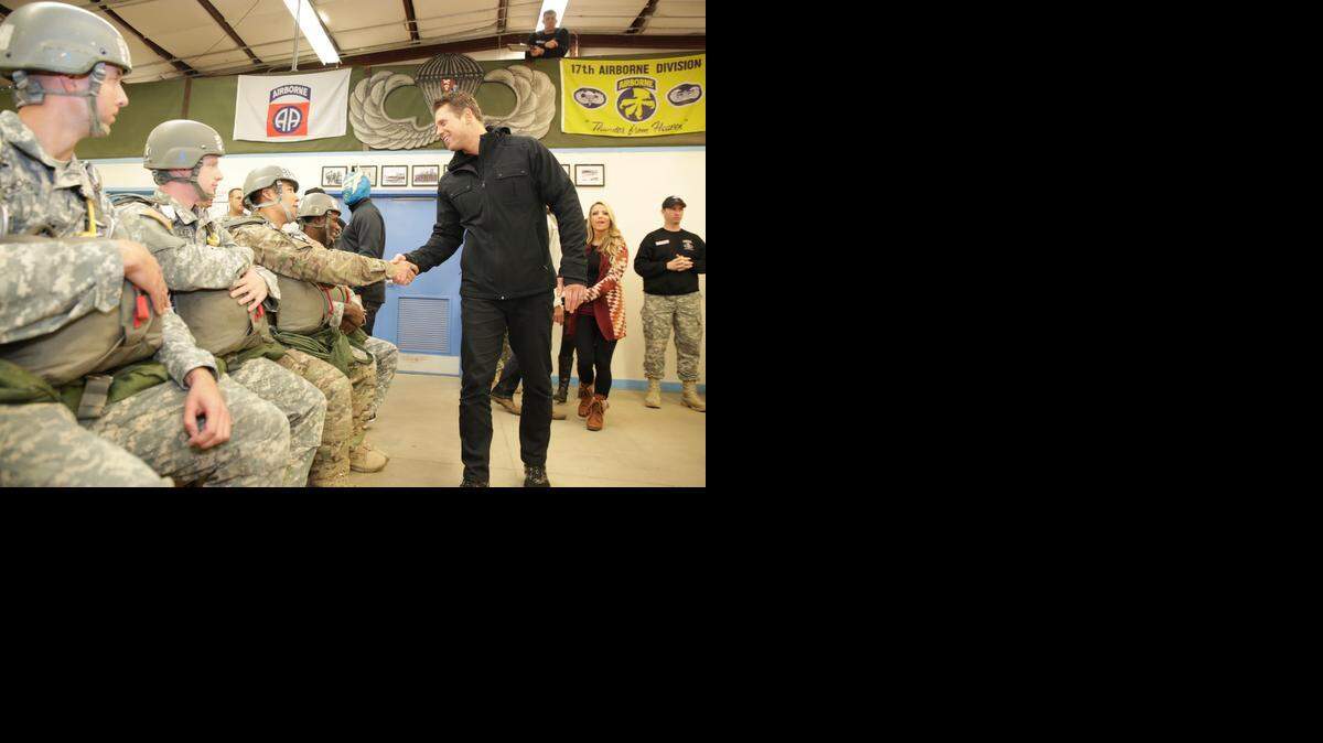 
WWE superstar The Miz shaking hands with servicemen and women, expressing his appreciation for what they do. It’s all part of WWE’s Tribute to the Troops.
