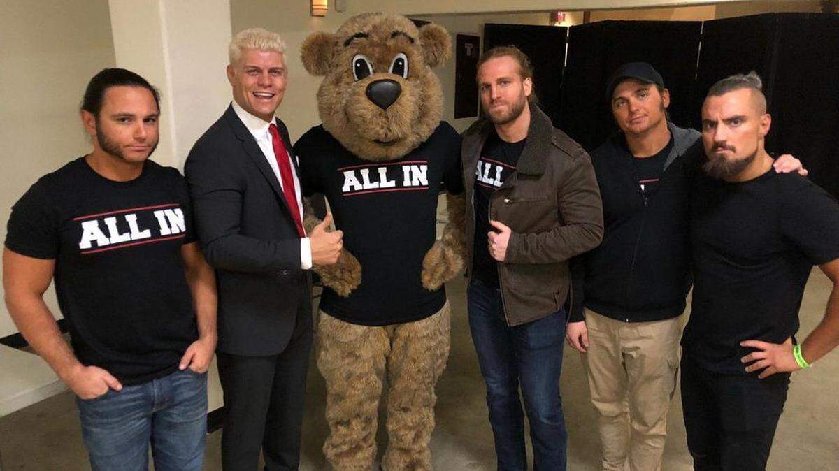Cody Rhodes teamed with The Young Bucks (Matt and Nick Jackson) to create the All In spectacular pro wrestling show on Saturday, Sept. 1 from The Sears Center in Hoffman Estates, Ill., near Chicago. This historic event sold-out 10,000 tickets in less than 30 minutes. Adam Hangman Page, The Villain Marty Scurll and Bury The Drug-Free Bear will be there, too, along with many other wrestling stars and fans from around the world. In conjunction, Starrcast, a unique fan fest experience featuring wrestling podcasts and more, is Thursday, Aug. 30-Sunday, Sept. 2.